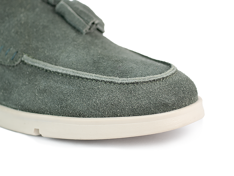 Mocasines para hombre en cuero carnaza - TARTÁN - Color eucalipto 5