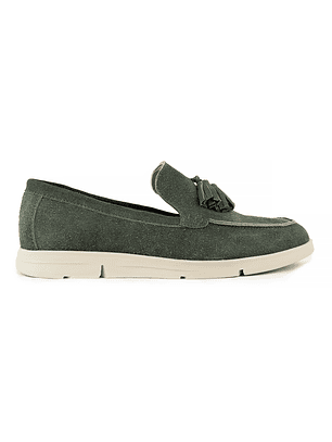 Mocasines para hombre en cuero carnaza - TARTÁN - Color eucalipto