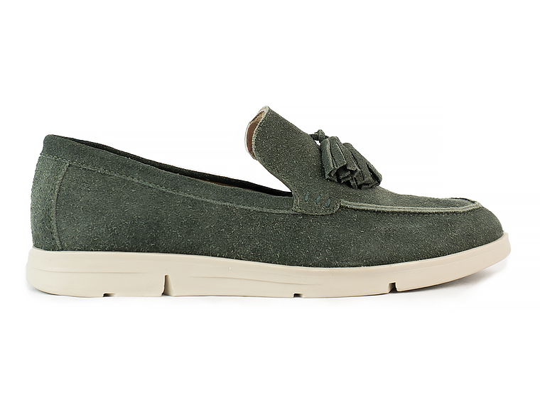 Mocasines para hombre en cuero carnaza - TARTÁN - Color eucalipto 1