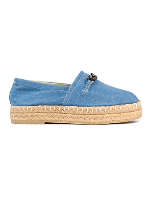 Alpargatas mujer en lona de algodón recuperado accesorio cadena color azul