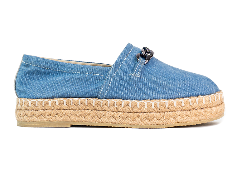 Alpargatas mujer en lona de algodón recuperado accesorio cadena color azul 1