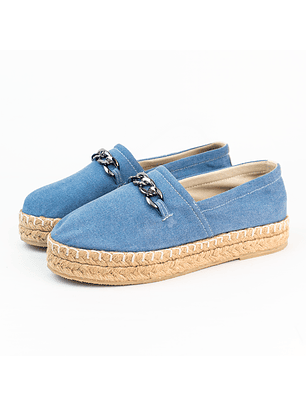Alpargatas mujer en lona de algodón recuperado accesorio cadena color azul