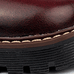 Botas mujer de amarrar en cuero charolado y grabados tipo brogues color vinotinto