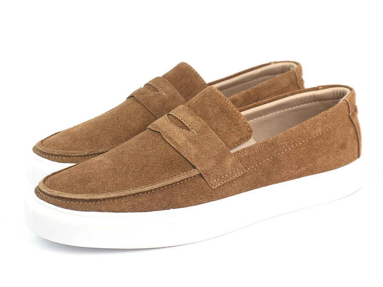 Mocasines para hombre en cuero carnaza - LORNE - Color miel 2