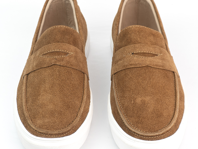 Mocasines para hombre en cuero carnaza - LORNE - Color miel 4