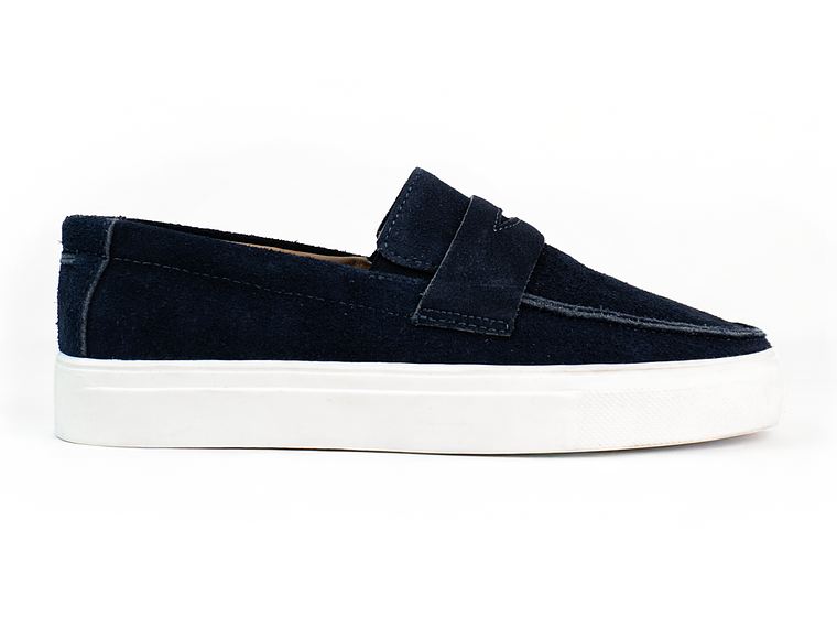 Mocasines para hombre en cuero carnaza - LORNE - Color azul 1