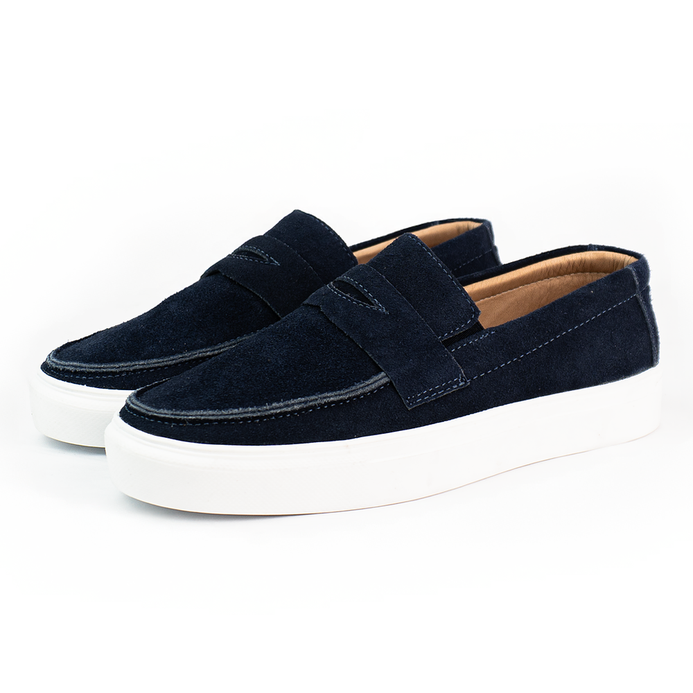 Mocasines para hombre en cuero color azul - LORNE