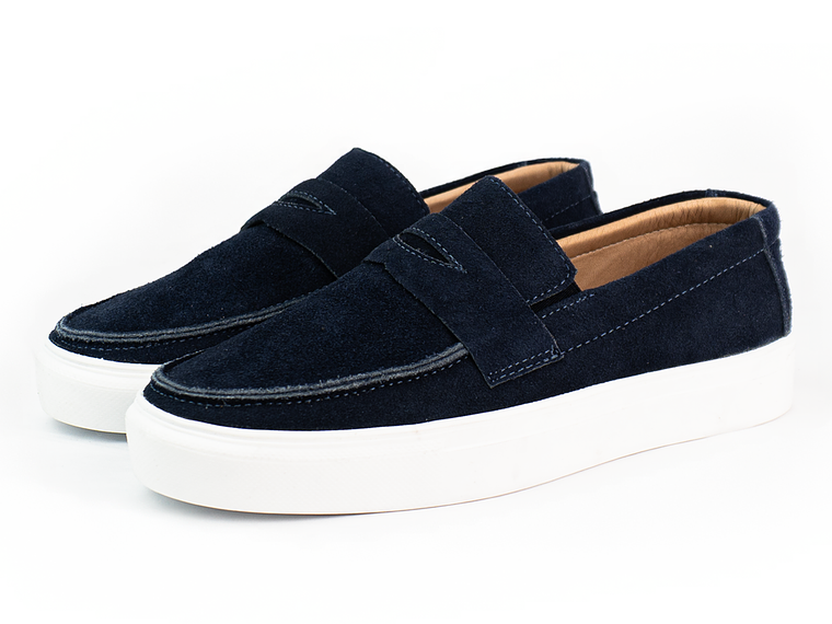 Mocasines para hombre en cuero carnaza - LORNE - Color azul 2