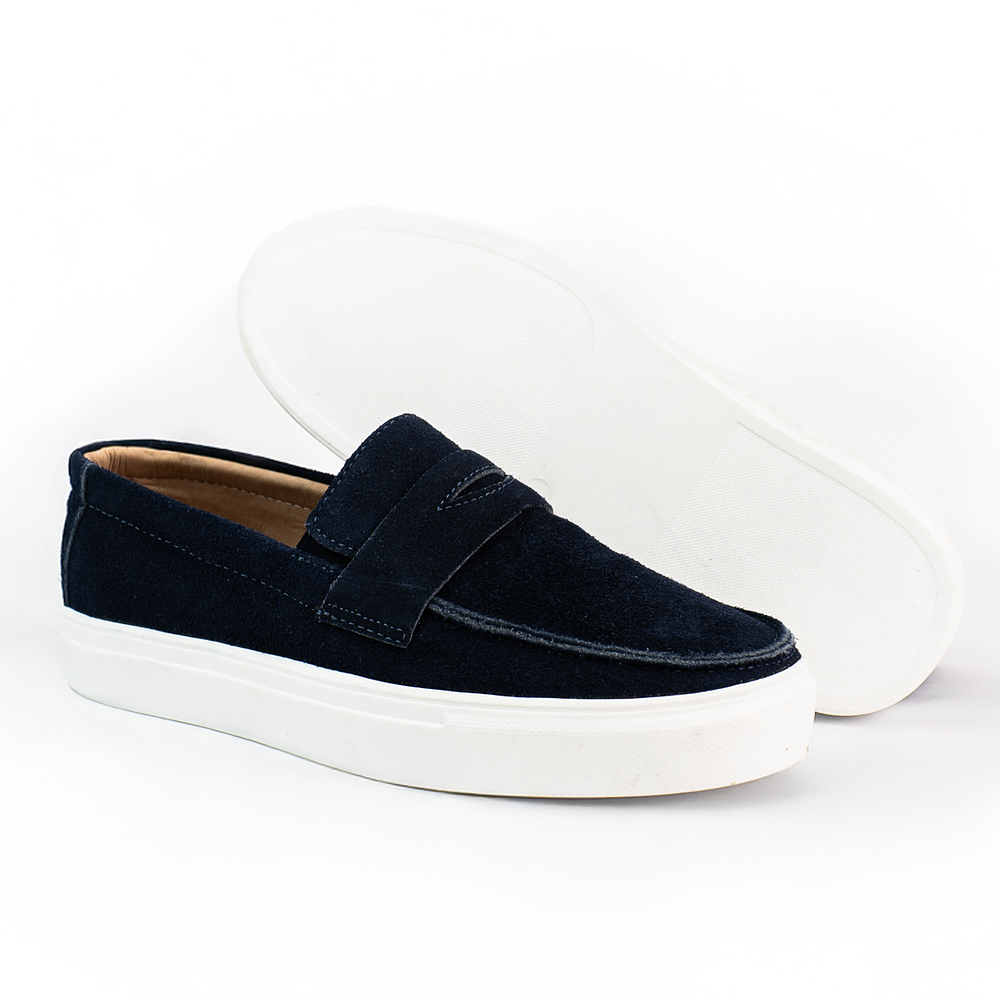 Mocasines para hombre en cuero color azul - LORNE