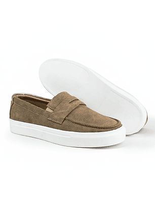Mocasines para hombre en cuero carnaza - LORNE - Color beige oscuro