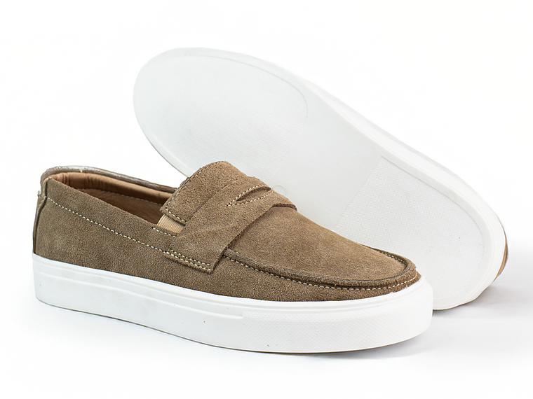 Mocasines para hombre en cuero carnaza - LORNE - Color beige oscuro 2