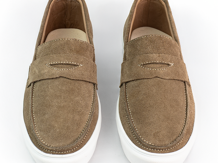 Mocasines para hombre en cuero carnaza - LORNE - Color beige oscuro 4