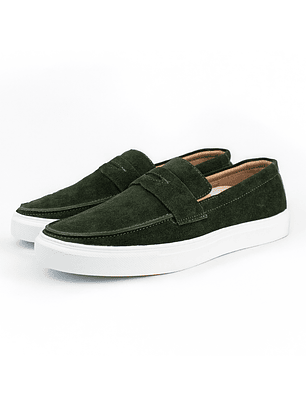 Mocasines para hombre en cuero carnaza - LORNE - Color verde esmeralda
