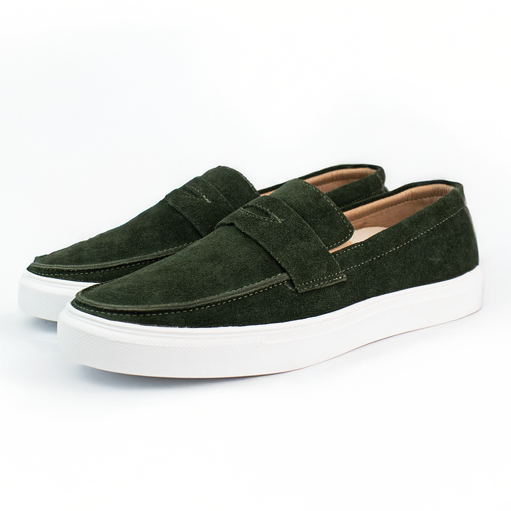 Mocasines para hombre en cuero color verde esmeralda - LORNE