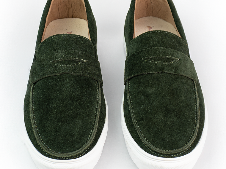 Mocasines para hombre en cuero carnaza - LORNE - Color verde esmeralda 4