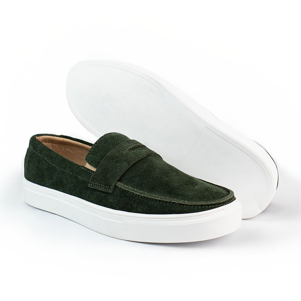 Mocasines para hombre en cuero color verde esmeralda - LORNE