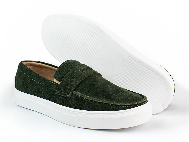 Mocasines para hombre en cuero carnaza - LORNE - Color verde esmeralda 3