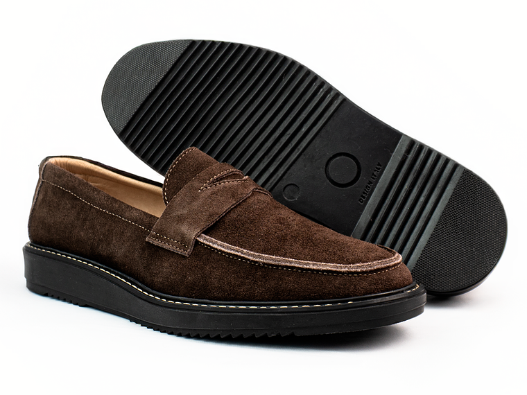 Mocasines para hombre en cuero carnaza - LORNE 𝒮𝒾𝑔𝓃𝒶𝓉𝓊𝓇𝑒 - Color chocolate 4
