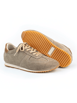 Tenis para mujer en cuero carnaza color Beige - INVE
