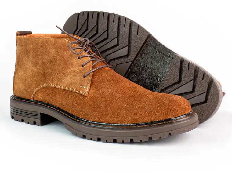 Botas para hombre en cuero carnaza - PÁRAMO - Color terracota 3
