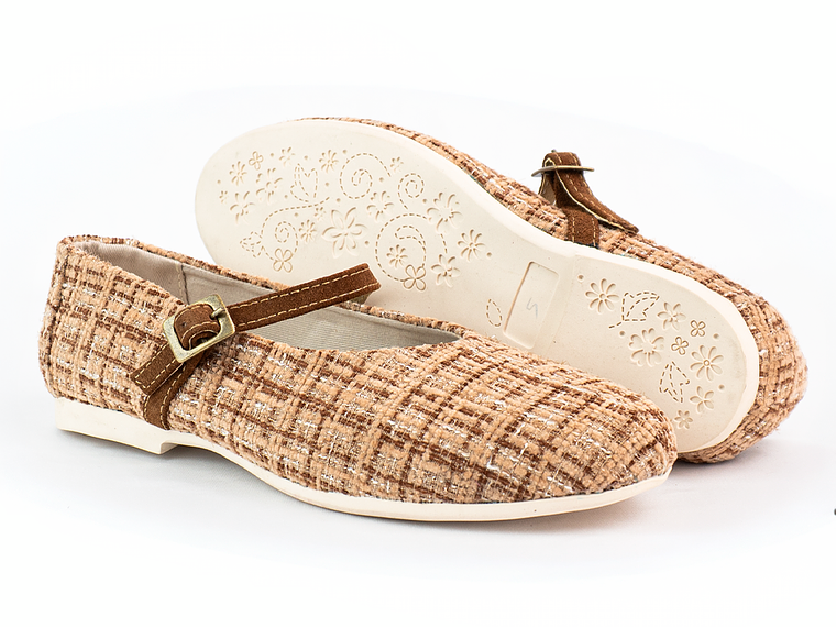 Bailarinas para mujer en lona – LIRIA - Color trigo 2