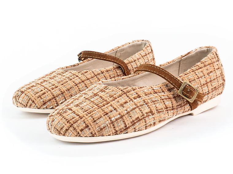 Bailarinas para mujer en lona – LIRIA - Color trigo 3