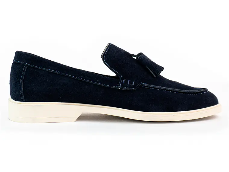 Mocasines para hombre en cuero carnaza - TARTÁN - Color azul 1