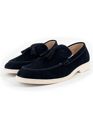 Mocasines para hombre en cuero carnaza - TARTÁN - Color azul