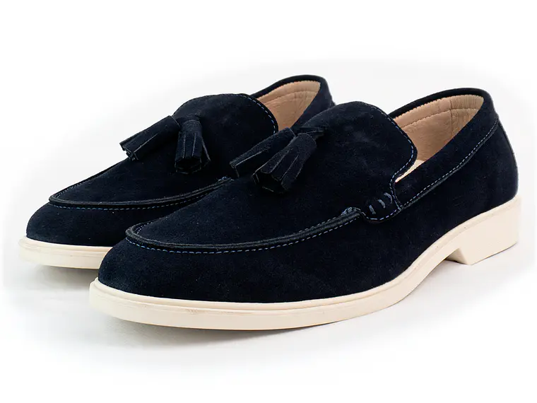 Mocasines para hombre en cuero carnaza - TARTÁN - Color azul 2