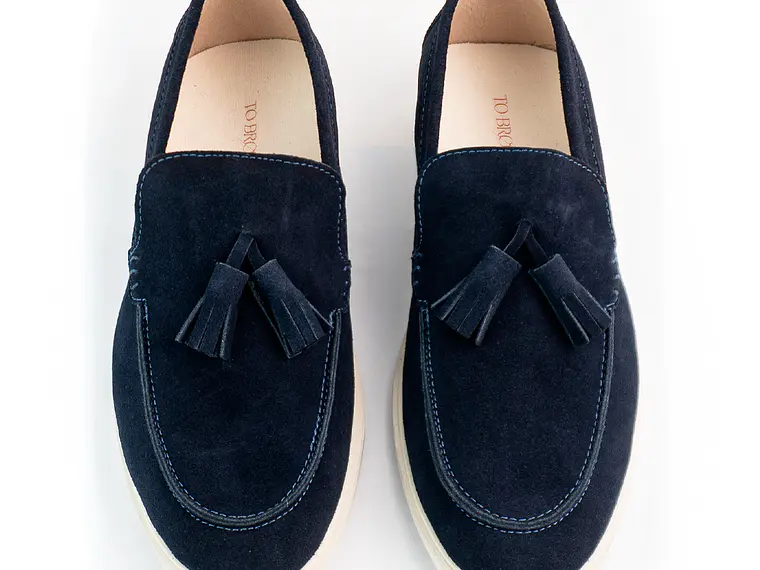 Mocasines para hombre en cuero carnaza - TARTÁN - Color azul 4