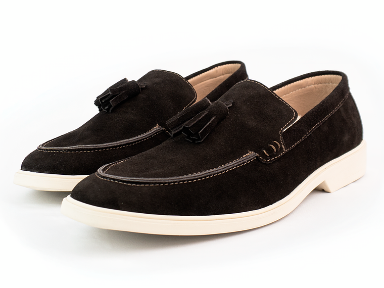 Mocasines para hombre en cuero carnaza - TARTÁN - Color chocolate 4