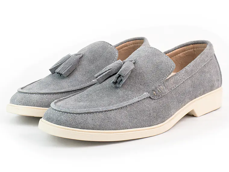 Mocasines para hombre en cuero carnaza - TARTÁN - Color gris 2