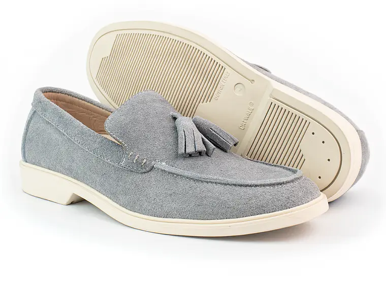 Mocasines para hombre en cuero carnaza - TARTÁN - Color gris 3