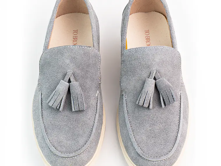 Mocasines para hombre en cuero carnaza - TARTÁN - Color gris 5