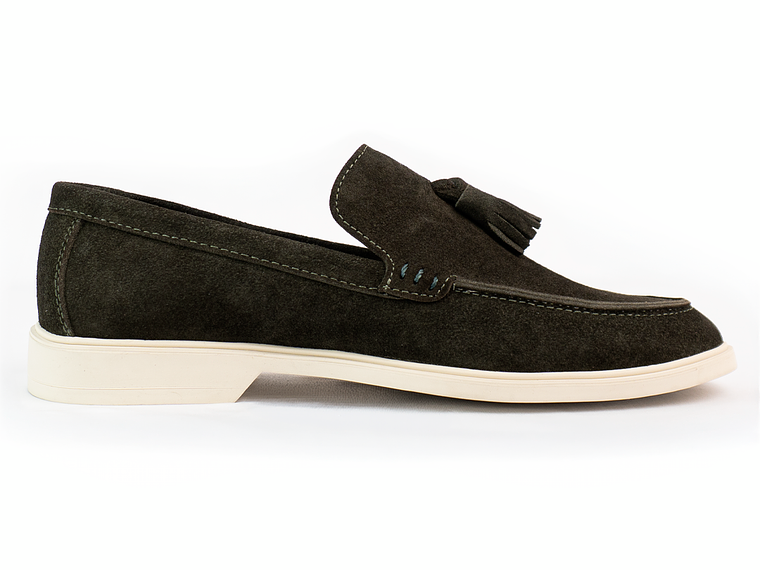 Mocasines para hombre en cuero carnaza - TARTÁN - Color verde 1