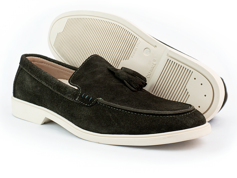 Mocasines para hombre en cuero carnaza - TARTÁN - Color verde 2