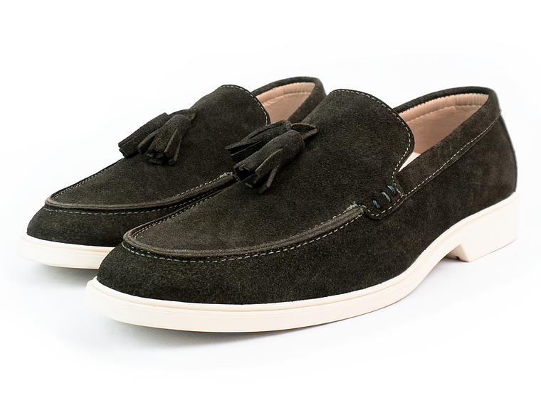 Mocasines para hombre en cuero carnaza - TARTÁN - Color verde 4