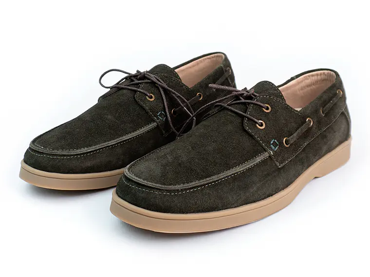 Zapatos apache Kintyre en cuero carnaza - Color verde oliva 3