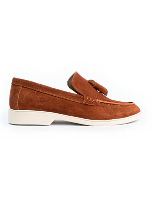 Mocasines para hombre en cuero carnaza - TARTÁN - Color terracota