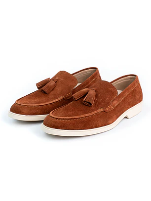 Mocasines para hombre en cuero carnaza - TARTÁN - Color terracota