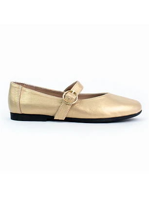 Bailarinas para mujer en cuero carnaza con hebilla – LIRIA - Color gold