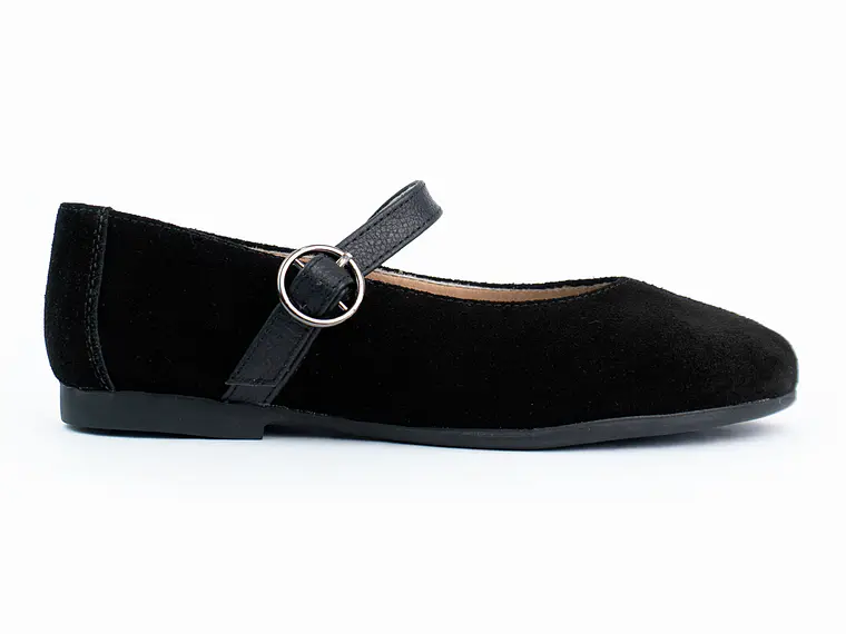 Bailarinas para mujer en cuero carnaza con hebilla – LIRIA - Color black 1