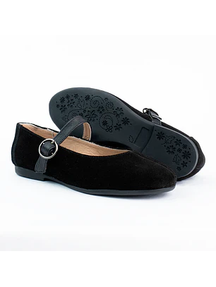 Bailarinas para mujer en cuero carnaza con hebilla – LIRIA - Color black