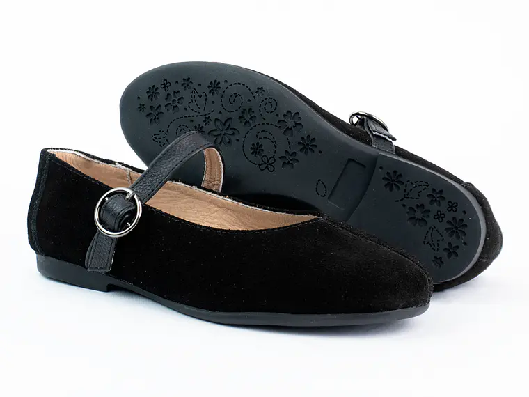 Bailarinas para mujer en cuero carnaza con hebilla – LIRIA - Color black 2