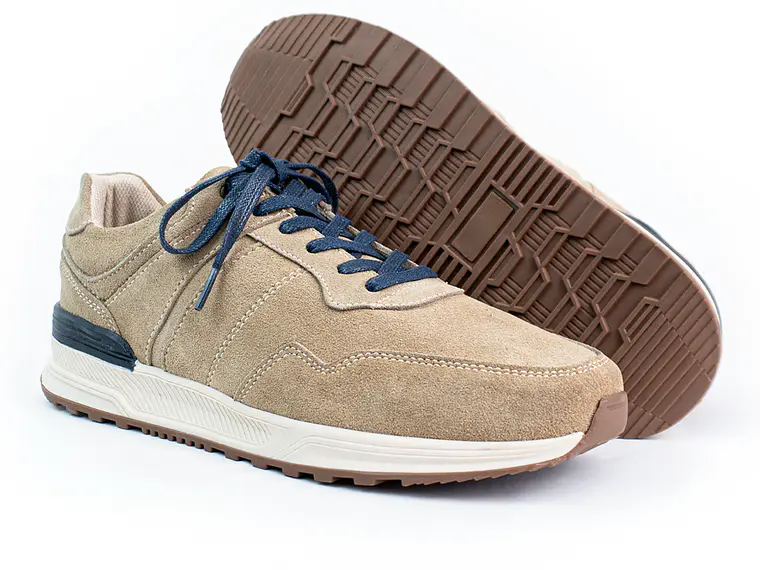 Tenis para hombre en cuero carnaza - CUMBRE - Color beige 3