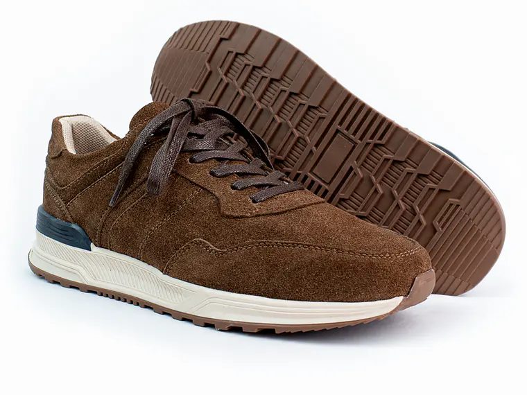 Tenis para hombre en cuero carnaza - CUMBRE - Color Chocolate 3