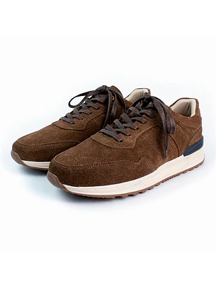 Tenis para hombre en cuero carnaza - CUMBRE - Color Chocolate