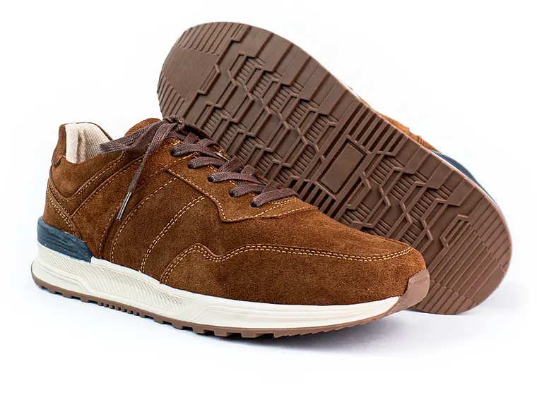 Tenis para hombre en cuero carnaza - CUMBRE - Color Caramelo  3