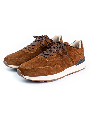Tenis para hombre en cuero carnaza - CUMBRE - Color Caramelo 
