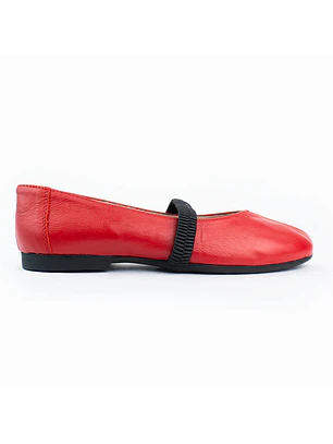 Bailarinas para mujer en cuero liso con elástico – LIRIA - Color Rojo 